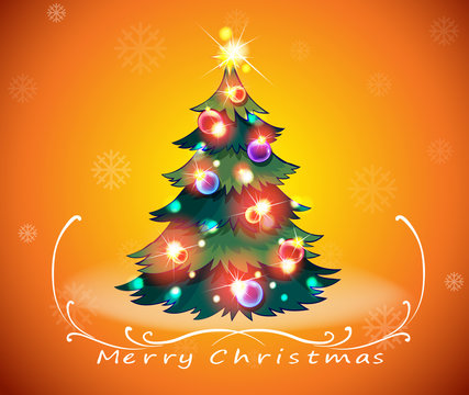 A christmas card design with a sparkling christmas tree