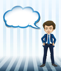 A respectable man standing with an empty callout