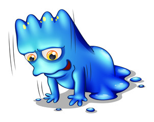 A blue monster exercising alone