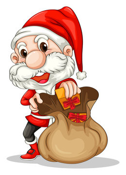 Santa Claus with a brown sack