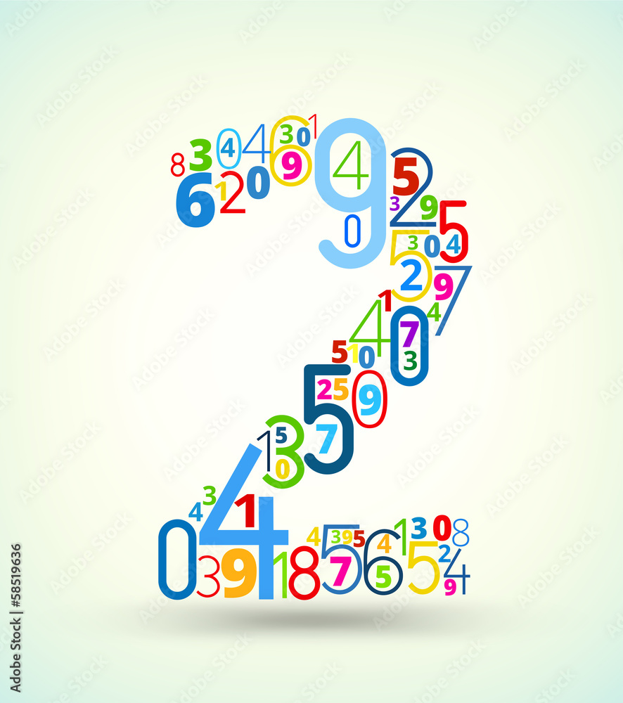 Poster number 2, colored vector font from numbers