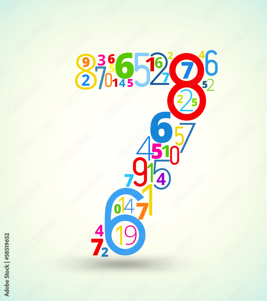 Poster number 7, colored vector font from numbers