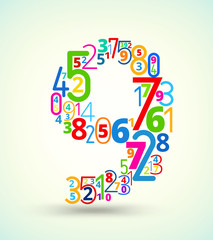 Number 9, colored vector font from numbers