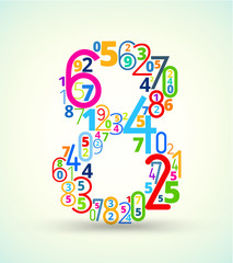Number 8, colored vector font from numbers