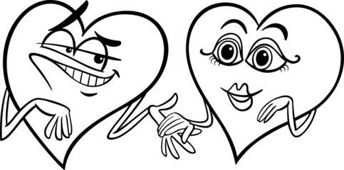 hearts in love cartoon coloring page