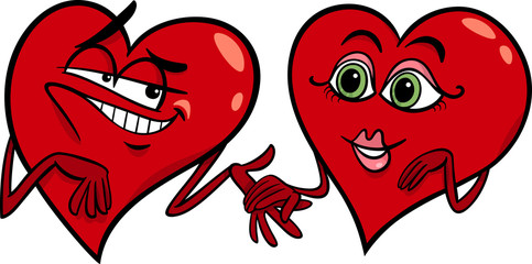hearts in love cartoon illustration