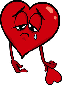 sad broken heart cartoon illustration