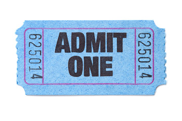 Admit One, Entry Ticket, Isolated on White