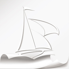 Yacht cuts the paper vector format