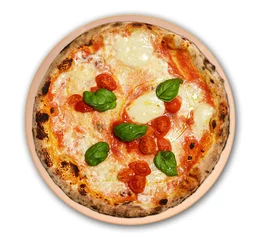 Crédence de cuisine en verre imprimé Pizzeria pizza margherita isolée