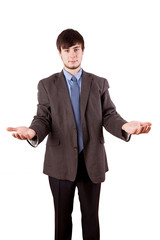 Young businessman with open hands