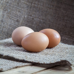 Eggs lay on sackcloth