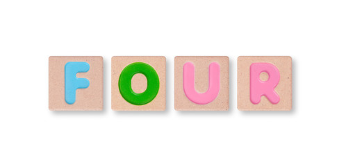 Wording four isolated on white background