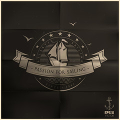 Folded Black Sailing Badge