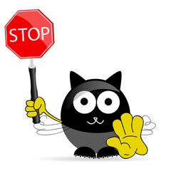 sweet and cute cat with sign stop vector
