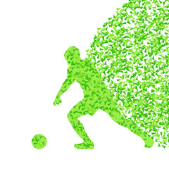 Soccer player ball kick vector background concept