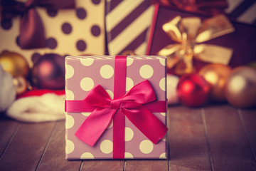 Christmas gifts. Photo in vintage style.