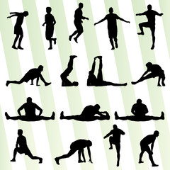 Man stretching exercise warming up vector background