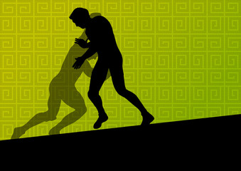 Greek roman wrestling active men sport silhouettes vector abstra