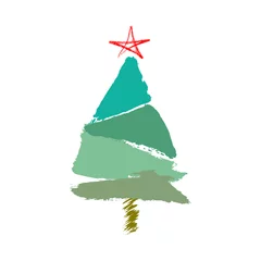 Tuinposter stylized christmas tree, with strokes and splashes, vector illus © Kirsten Hinte