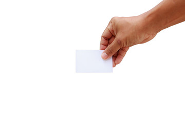 Fototapeta premium Hand showing the blank business card