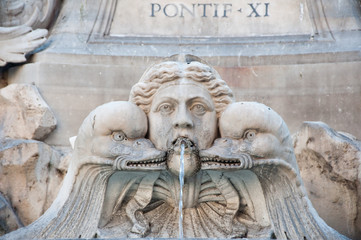 Detail of the Fontana del Pantheon in Rome, Italy.