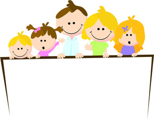 cute simple family cartoons of five people