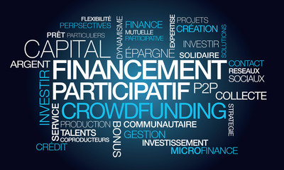 Financement participatif crowdfunding nuage de mots illustration
