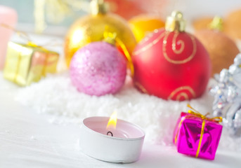 Candle and christmas decoration