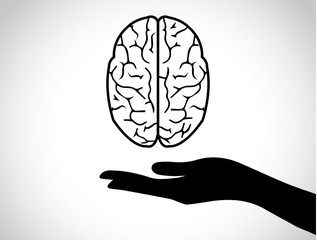 hand silhouette protection human brain mind mental health