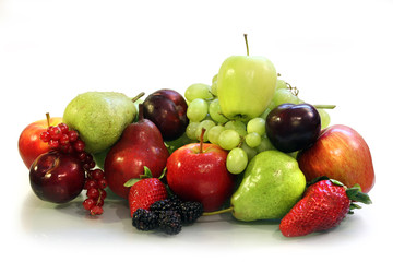 Fruits on the white backgrounds