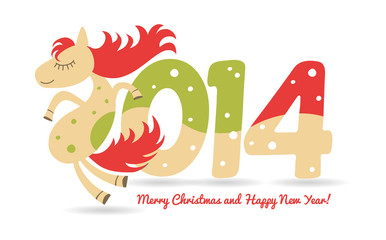 cute horse for Christmas greetings and calendar