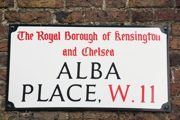 Alba Place a famous street sign in London