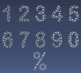 Numbers made by snowflakes,  can be used for discounts