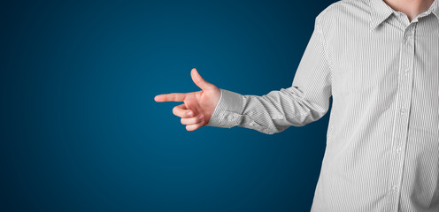 Businessman pressing imaginary button