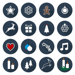 Set of web midnight blue flat icons, buttons – Christmas Time