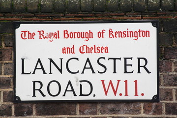 Lancaster road street sign a famous London Address