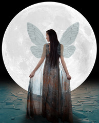 Ice fairy walking into the moon (lighter version)
