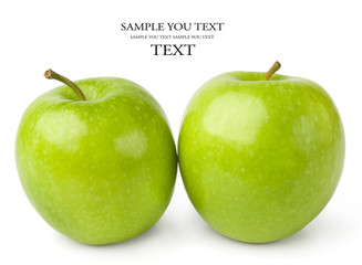 Green apples on a white background