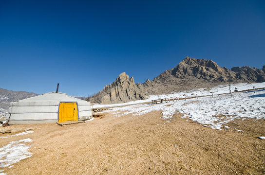 Mongolian gers in Gorkhi-Terelji National Park, Mongolia