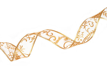 golden ribbon isolated on white