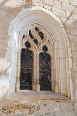 Fototapeta na wymiar Stained glass window in Rocamadour