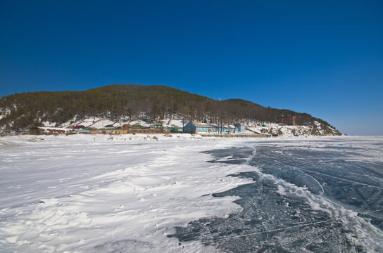 Frozen Baikal lake,Russia