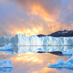 Sunset sky above the glacier. © serjiob74