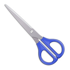 Scissors With Blue Handle. Isolated On A White Background