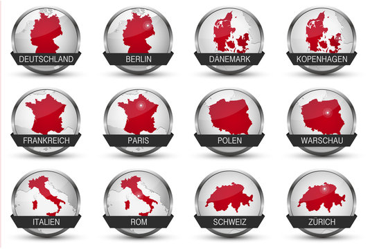 Fototapeta Vector Icons *** Europe Countrys + Maincities2