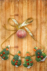 Christmas tree of bread  broccoli and tomatoes