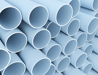 Plastic tubes stacked