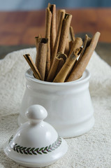  cinnamon sticks in bowl