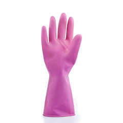 pink rubber gloves isolated on white background